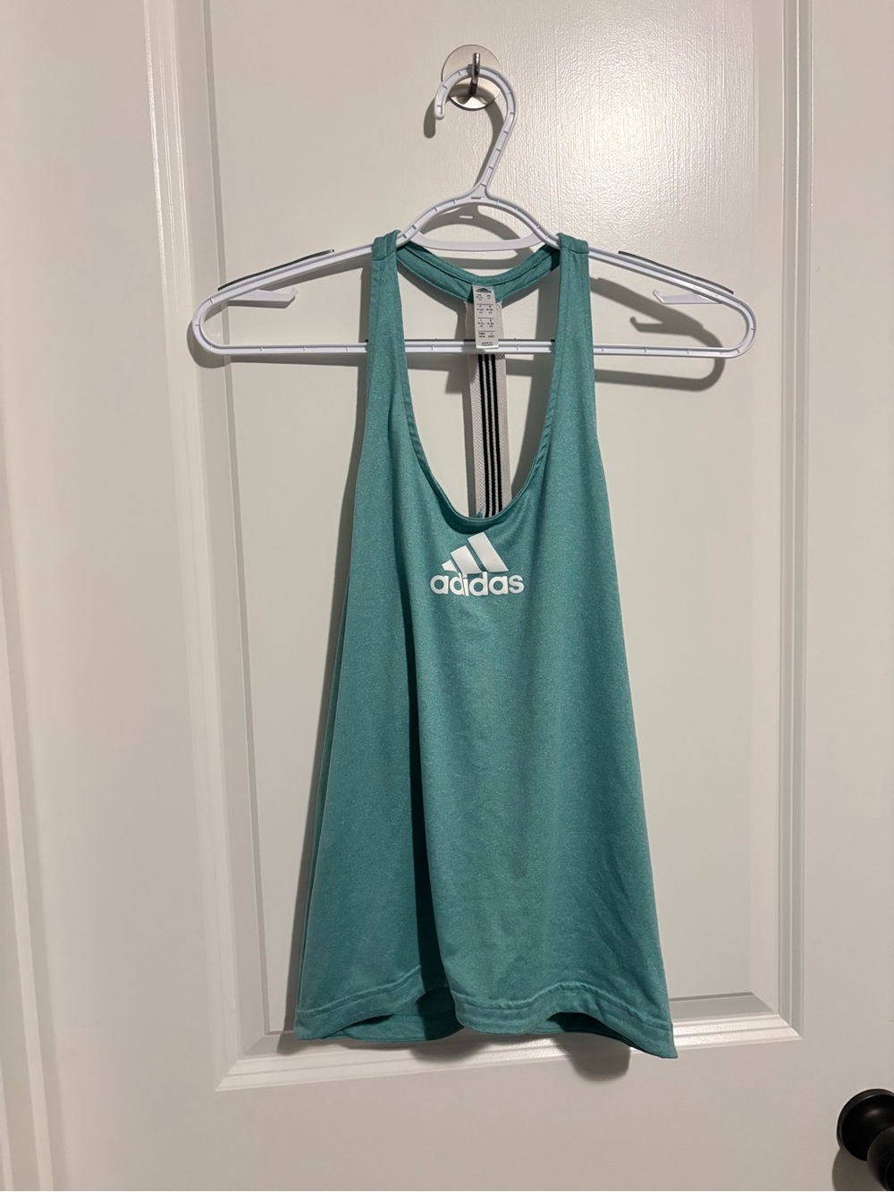 adidas Teal Racerback Training Tank with White Logo